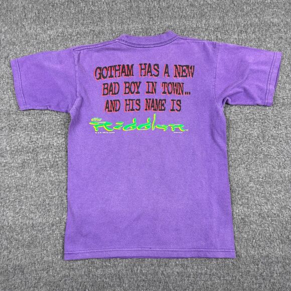 Vintage‎ Batman The Riddler T-Shirt Men’s S Purple Jim Carrey DC Comics 1995 - Picture 4 of 7